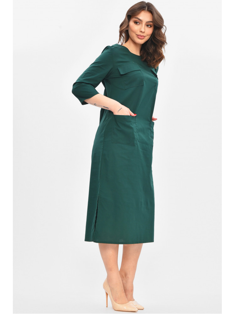 Платье женское однотонное тёмно-зеленого цвета 209053C