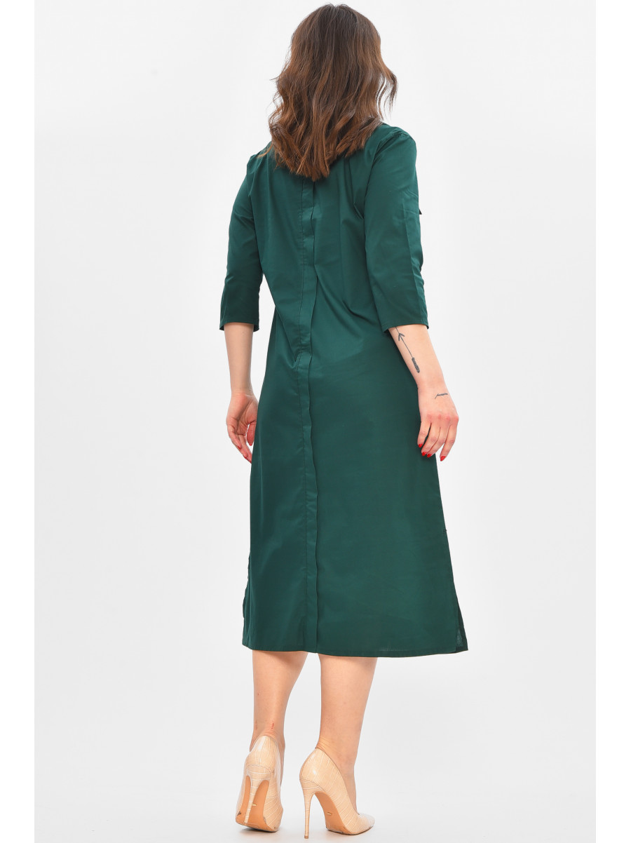 Платье женское однотонное тёмно-зеленого цвета 209053C