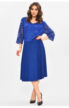 Платье женское батальное синего цвета 8285 209056C