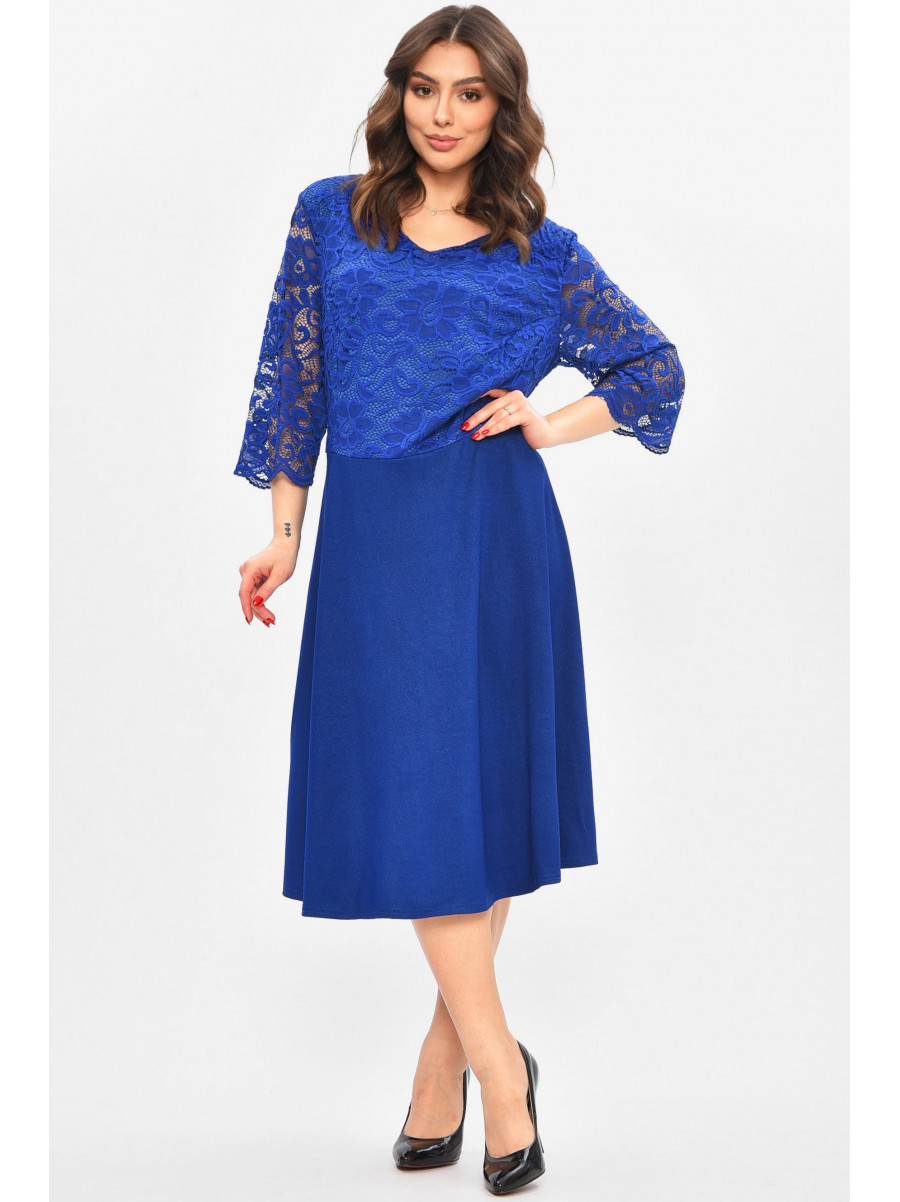 Платье женское батальное синего цвета 8285 209056C