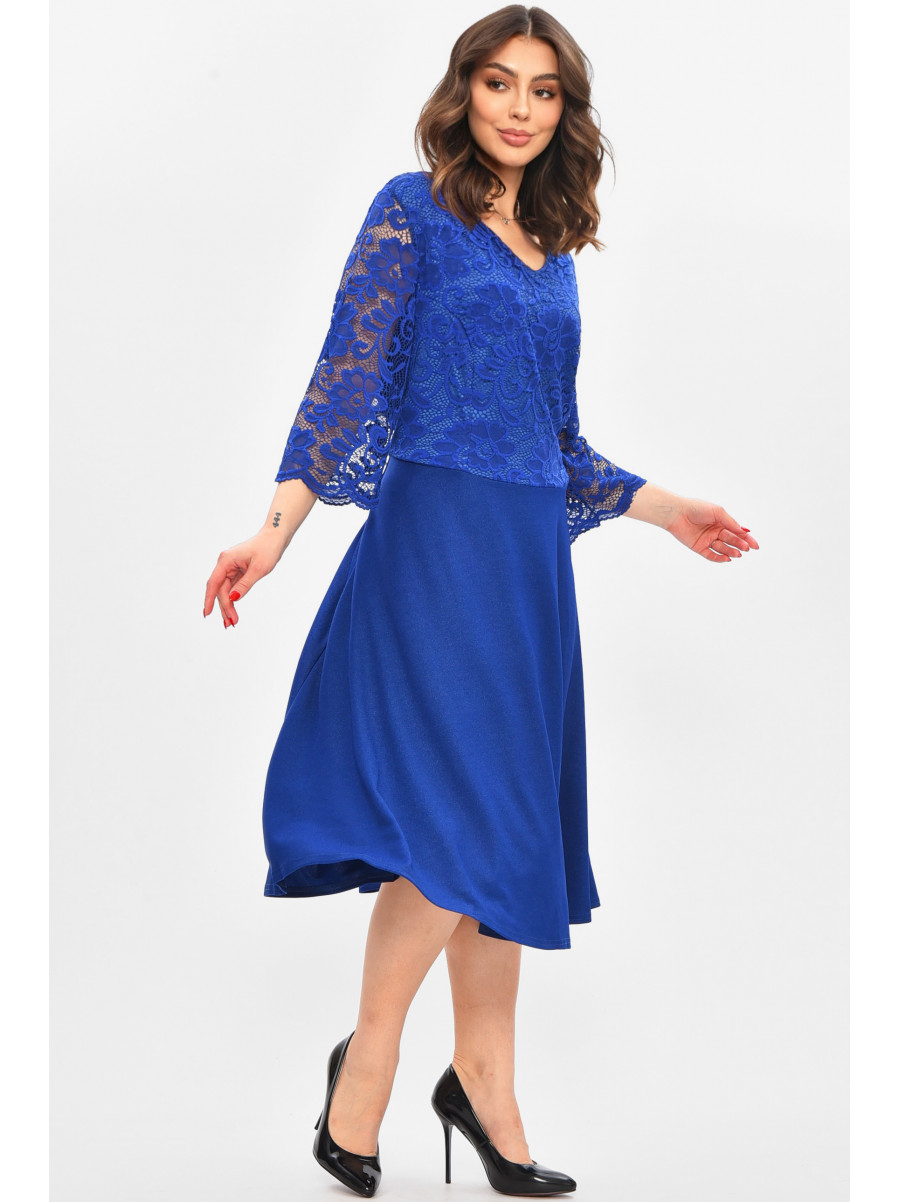 Платье женское батальное синего цвета 8285 209056C