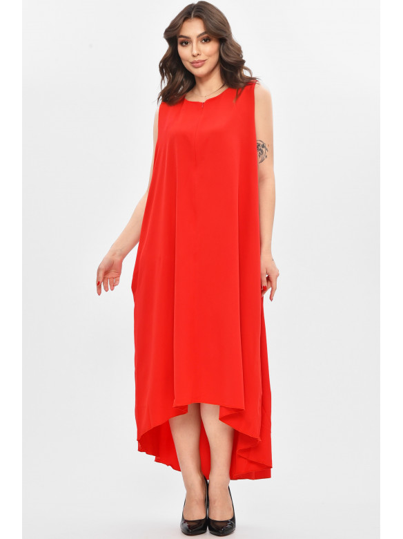 Платье женское батальное красного цвета 8315 209057C