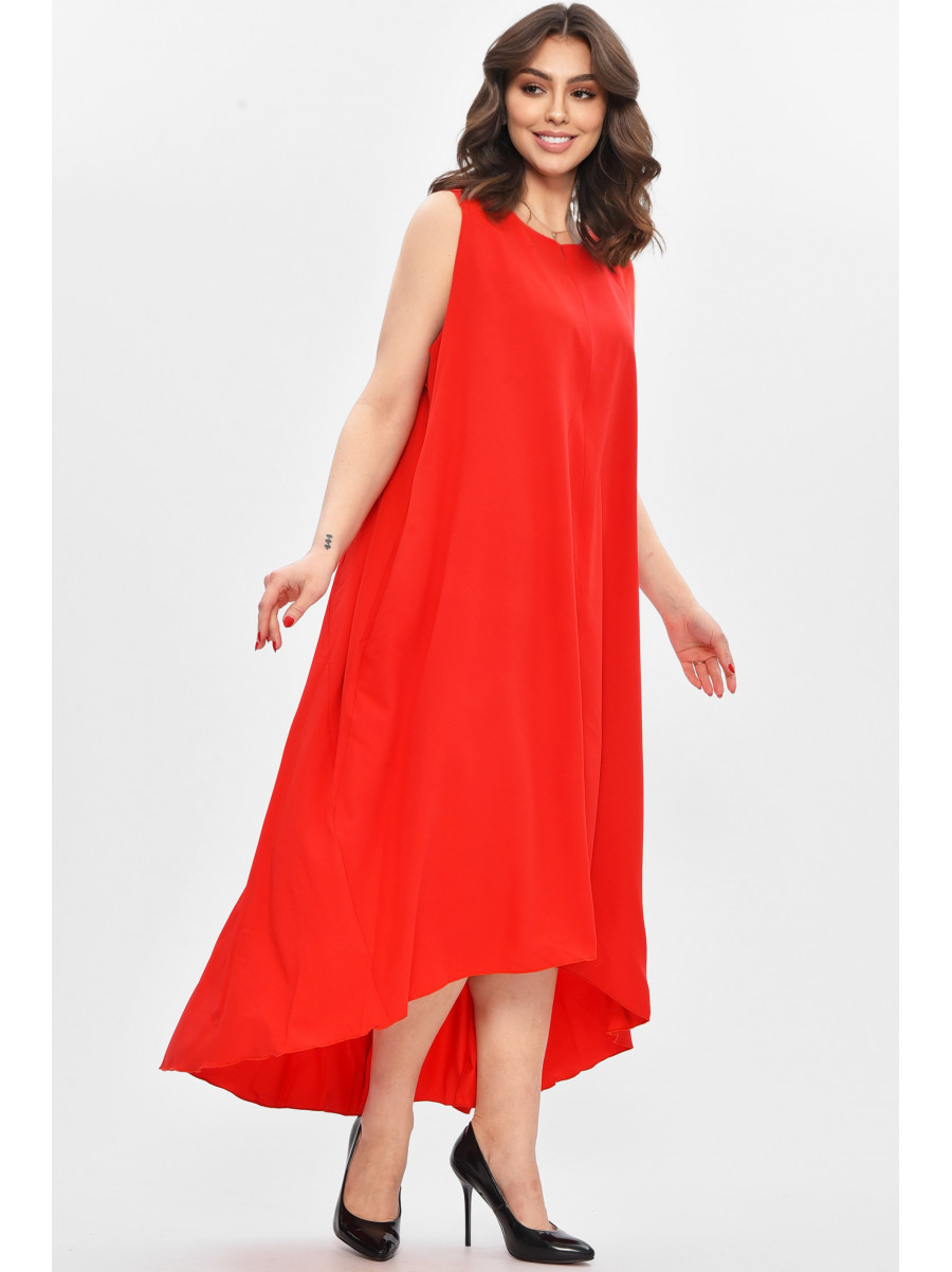 Платье женское батальное красного цвета 8315 209057C