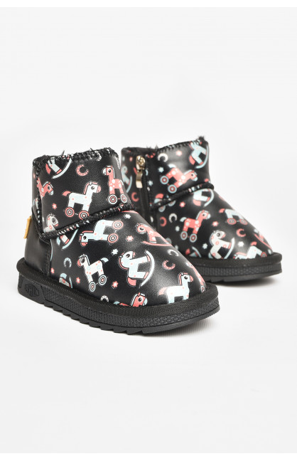 Угги детские для девочки черного цвета T7012-1 209066C Угги детские для девочки черного цвета T7012-1 209066C