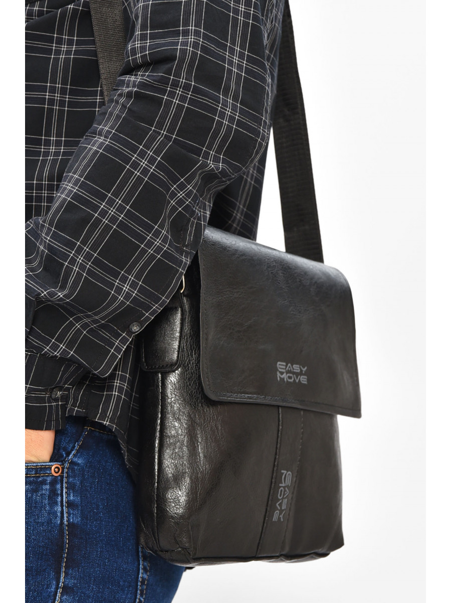 Сумка чоловіча через плече із екошкіри чорного кольору 1011 209072C