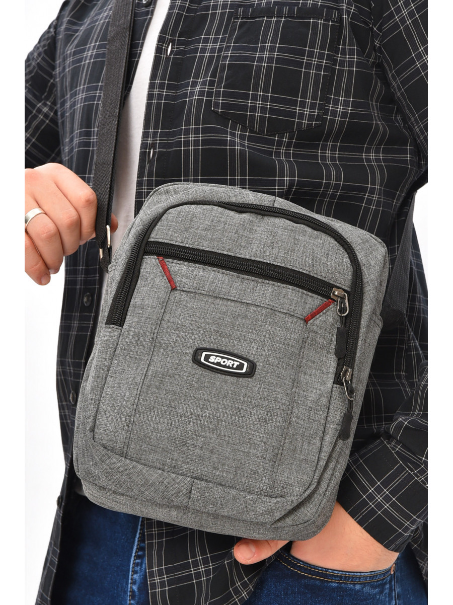 Чоловіча сумка через плече текстиль сірого кольору 611 209073C