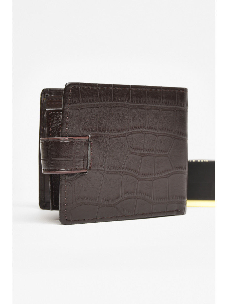 Гаманець чоловічий з екошкіри темно-коричневого кольору 208-10 209078C