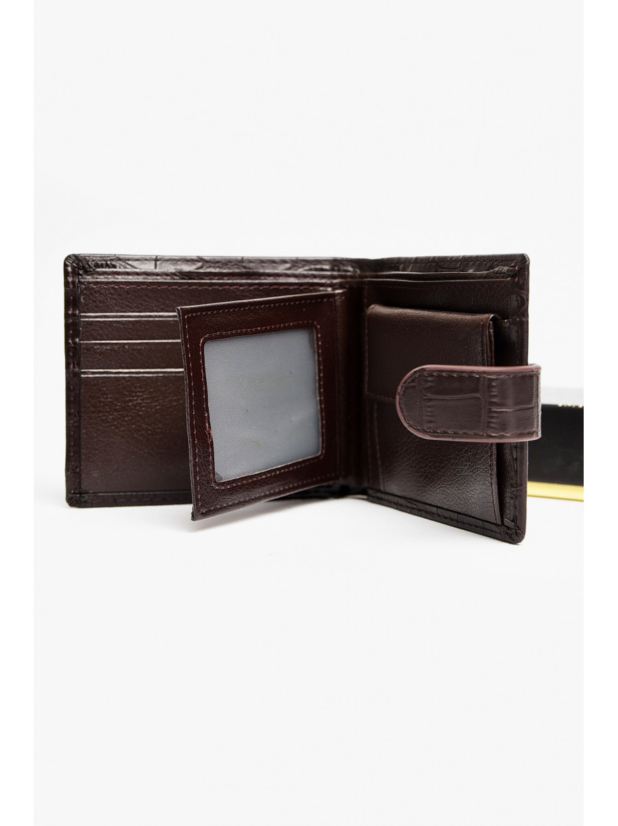 Гаманець чоловічий з екошкіри темно-коричневого кольору 208-11 209081C