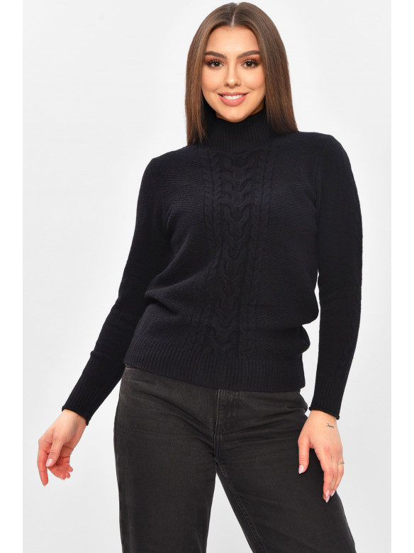 Свитер женский однотонный черного цвета 209099C