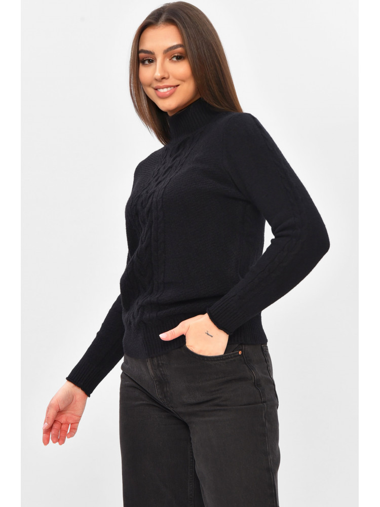 Свитер женский однотонный черного цвета 209099C