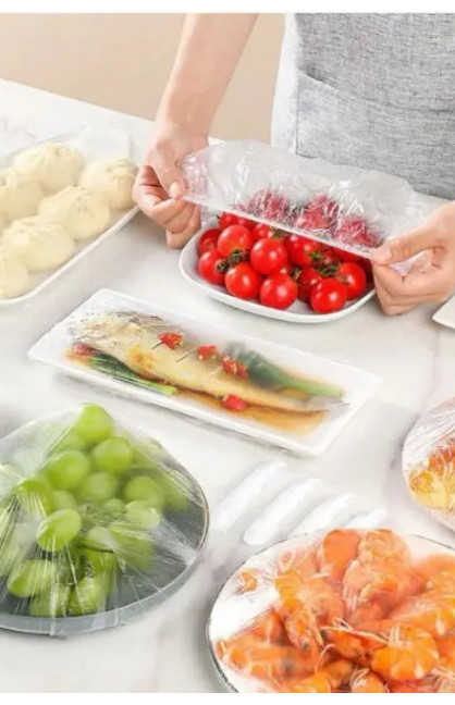 Універсальні кришки пакети на гумці для зберігання продуктів у холодильнику 50шт 209128C Універсальні кришки пакети на гумці для зберігання продуктів у холодильнику 50шт 209128C