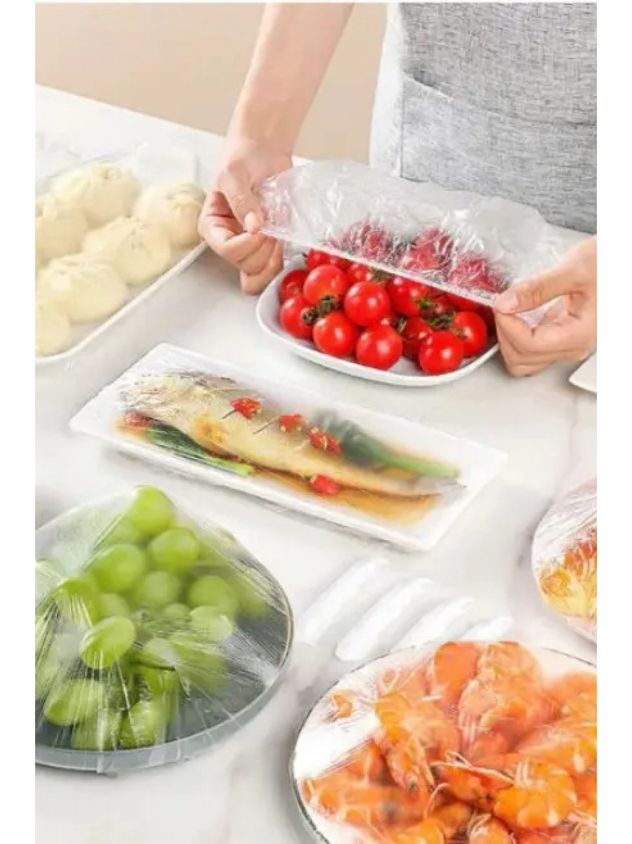 Універсальні кришки пакети на гумці для зберігання продуктів у холодильнику 50шт 209128C