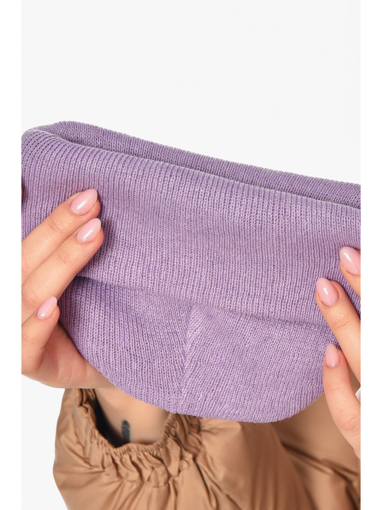 Шапка женская демисезонная сиреневого цвета 59269 209137C