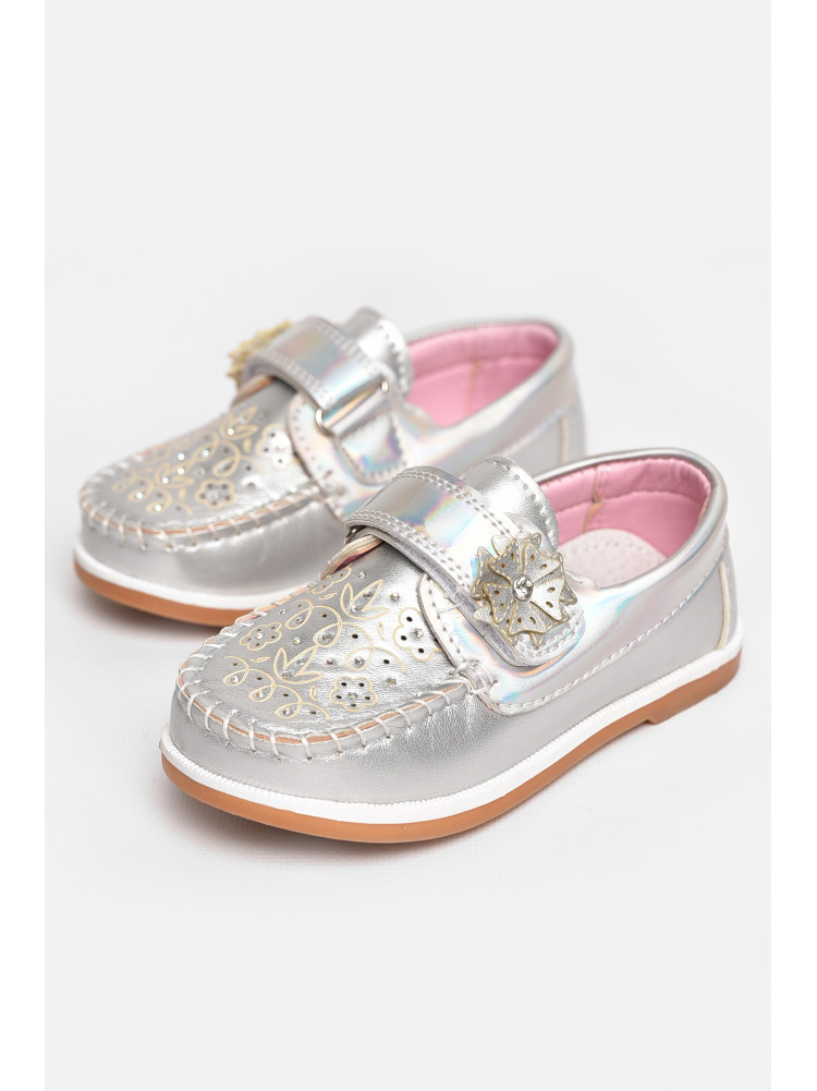 Мокасины детские для девочки серебристого цвета 18302-21 209138C
