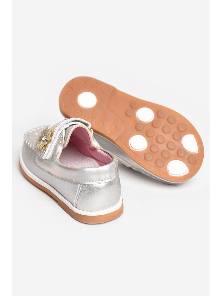 Мокасины детские для девочки серебристого цвета 18302-21 209138C