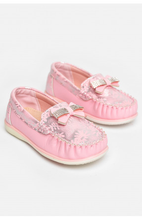 Мокасины детские для девочки светло-розового цвета 113-3 209141C Мокасины детские для девочки светло-розового цвета 113-3 209141C