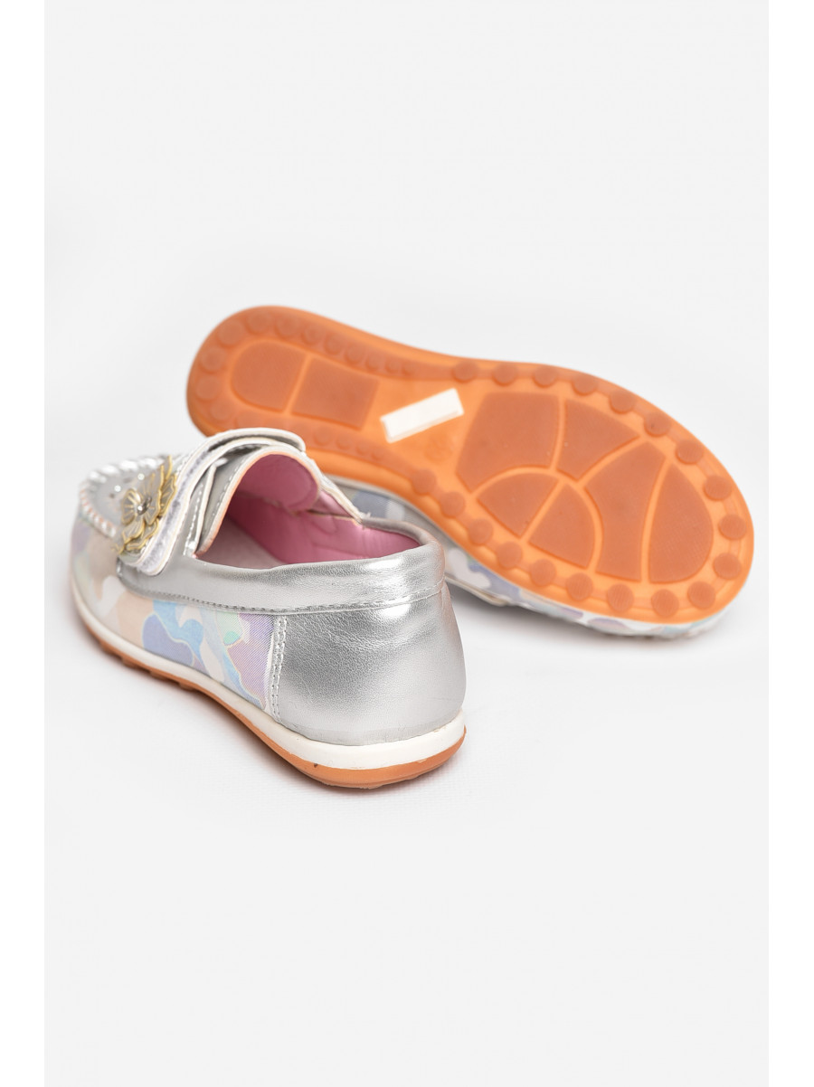 Мокасины детские для девочки серебристого цвета 18305-21 209143C