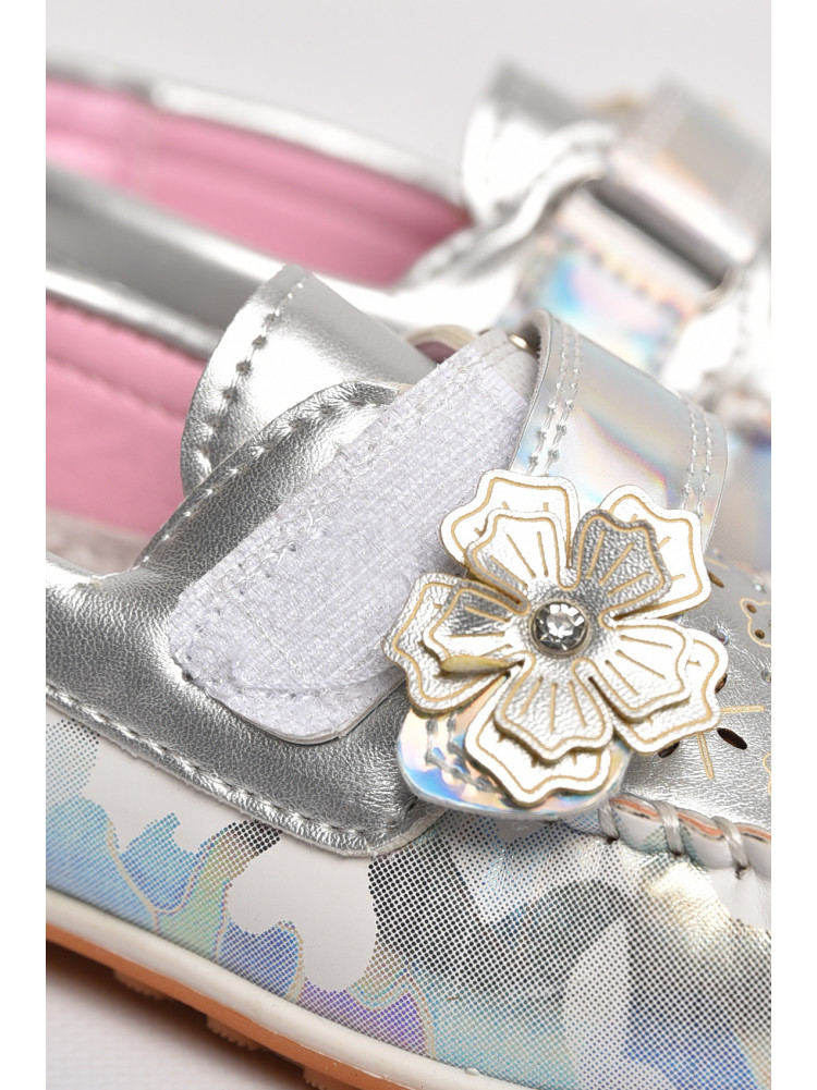 Мокасины детские для девочки серебристого цвета 18305-21 209143C