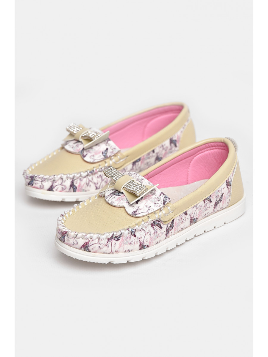 Мокасины детские для девочки бежевого цвета 1735-8 209145C