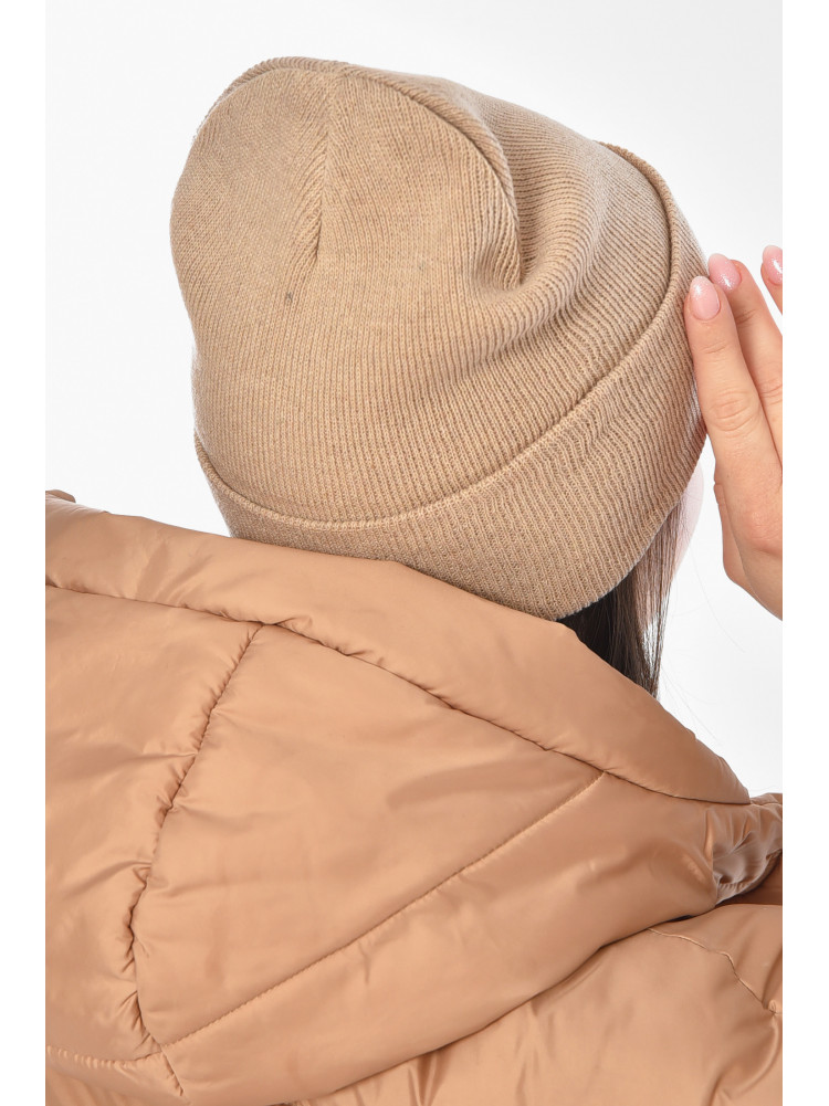 Шапка женская демисезонная светло-бежевого цвета 59269 209146C