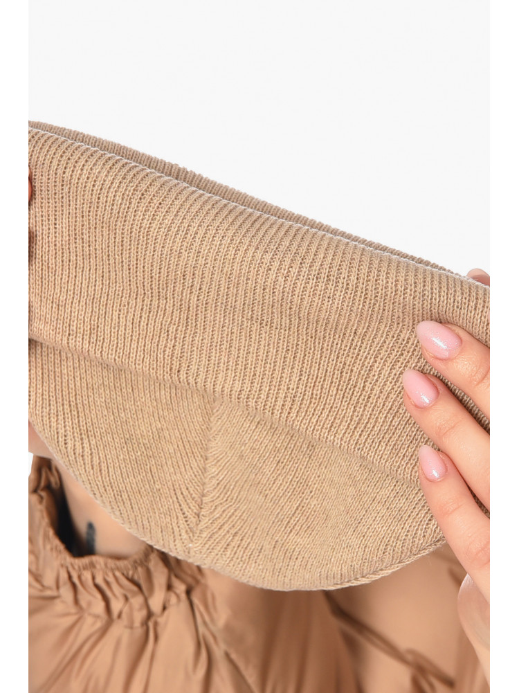 Шапка женская демисезонная светло-бежевого цвета 59269 209146C