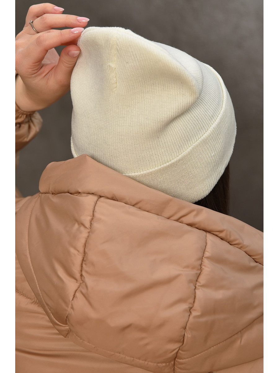 Шапка женская демисезонная молочного цвета 59269 209147C