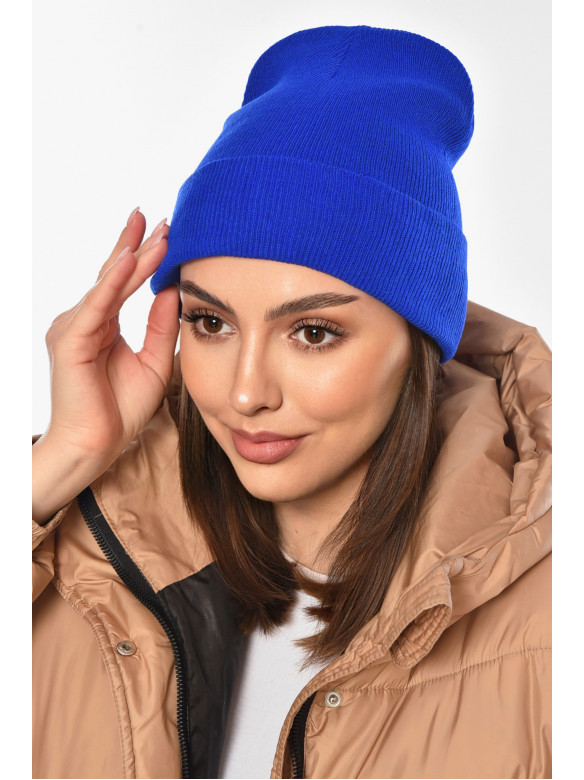 Шапка женская демисезонная синего цвета 59269 209148C