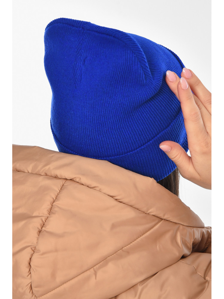 Шапка женская демисезонная синего цвета 59269 209148C