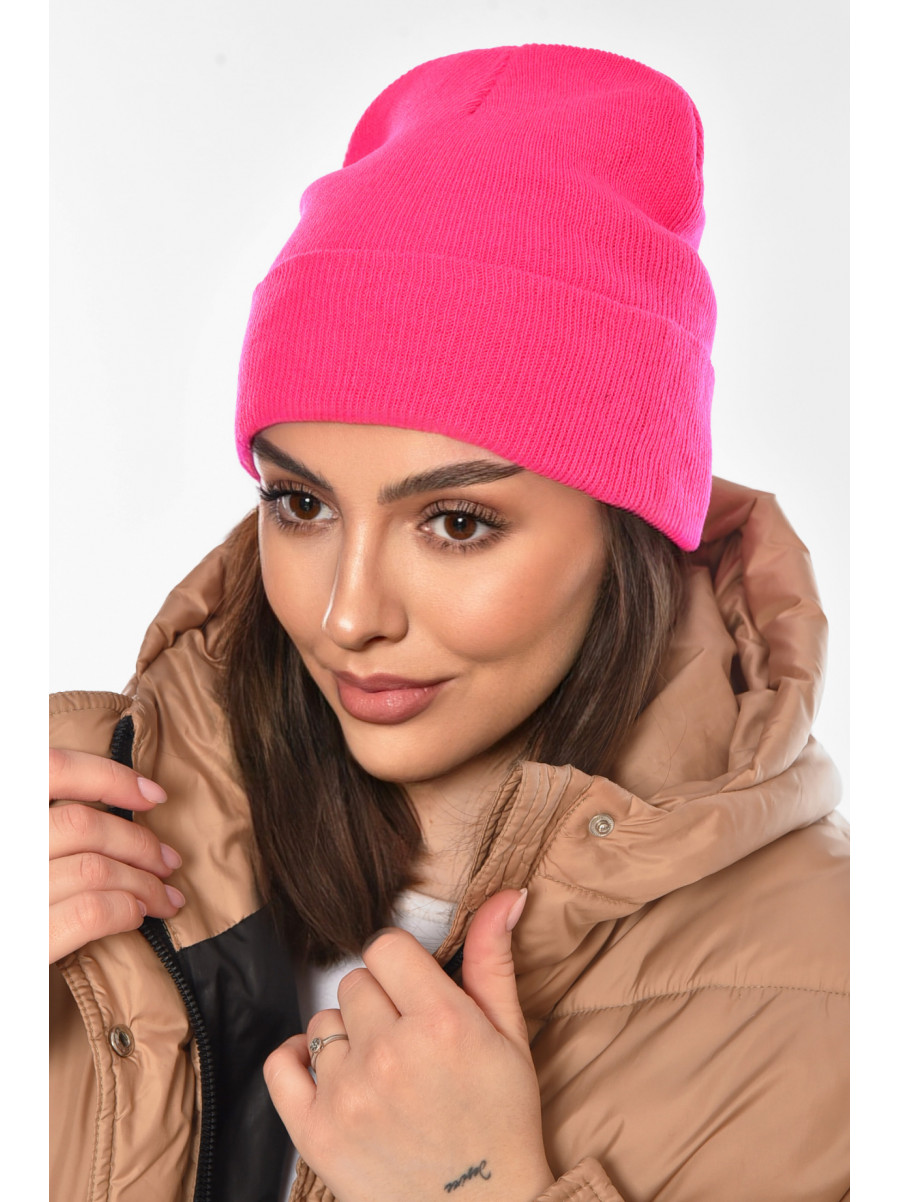 Шапка женская демисезонная цвета фуксии 59269 209151C