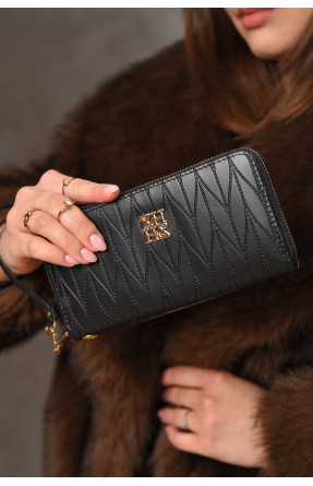 Гаманець жіночий з екошкіри чорного кольору 1163-6 209152C