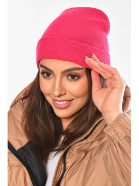 Шапка женская демисезонная малинового цвета 57070 209153C
