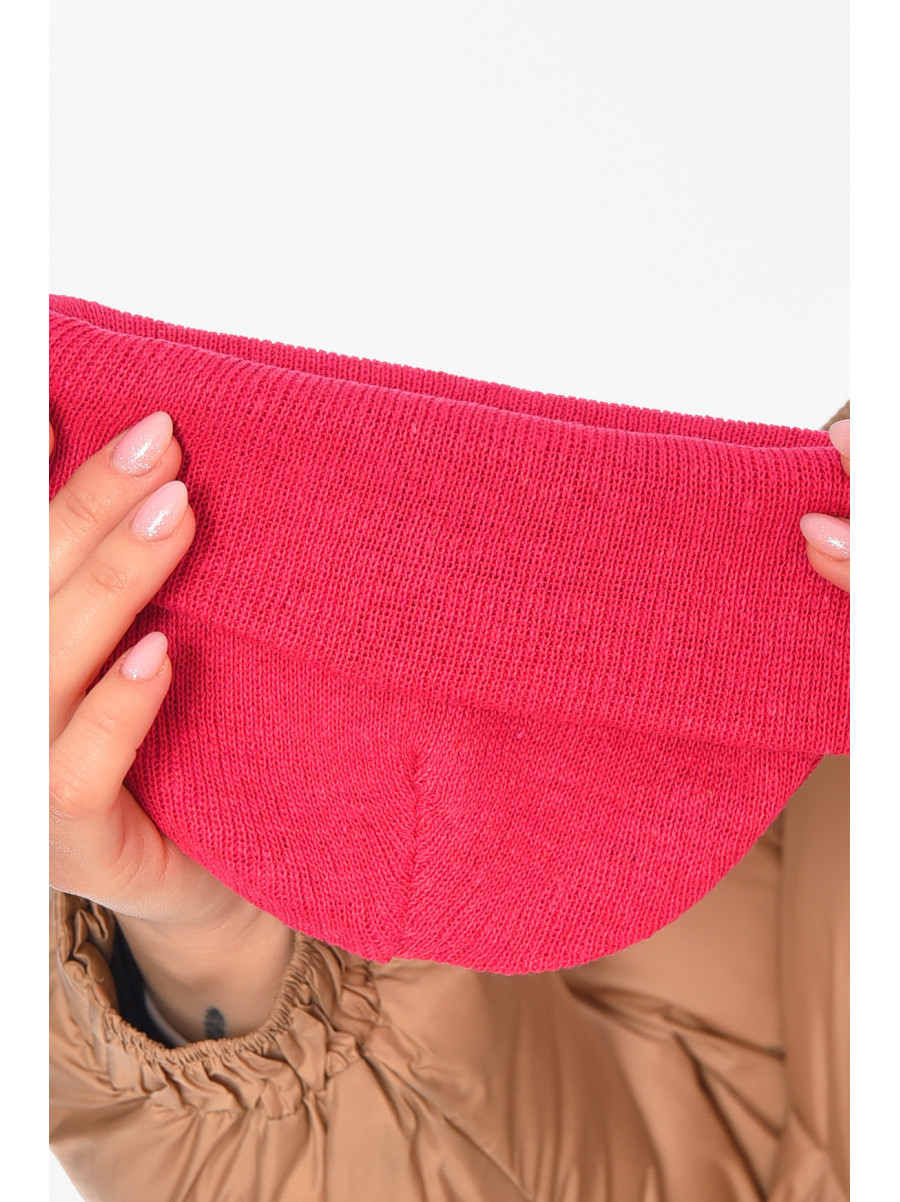 Шапка женская демисезонная малинового цвета 57070 209153C