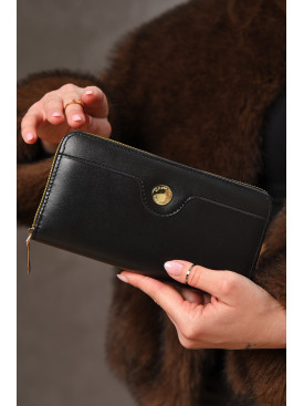 Кошелек женский из экокожи черного цвета 158-27 209159C Кошелек женский из экокожи черного цвета 158-27 209159C