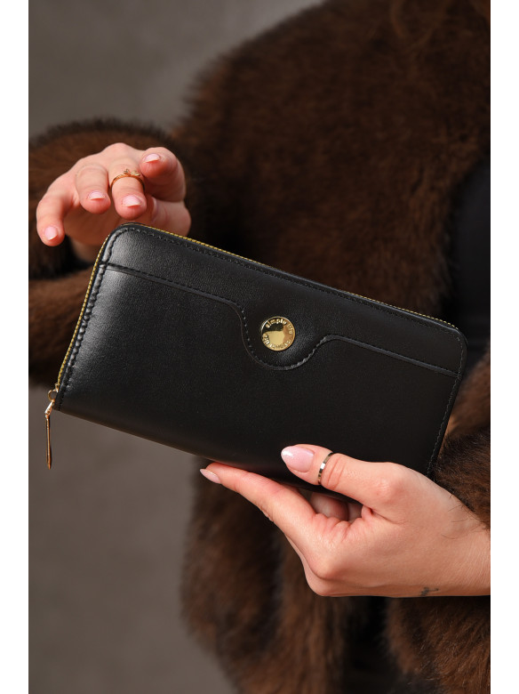 Гаманець жіночий з екошкіри чорного кольору 158-27 209159C