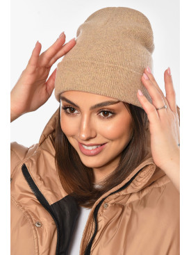 Шапка женская демисезонная бежевого цвета 57070 209163C