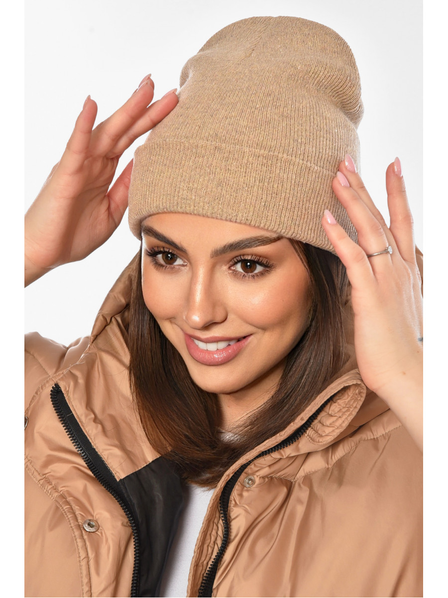 Шапка женская демисезонная бежевого цвета 57070 209163C