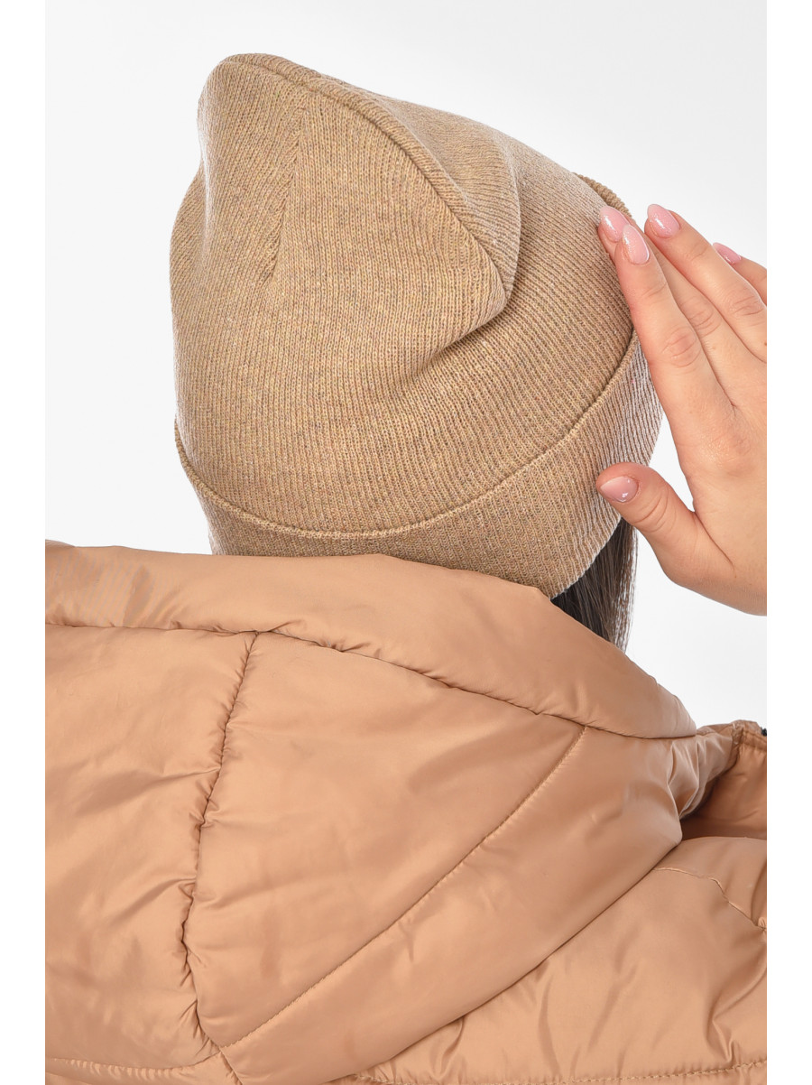 Шапка женская демисезонная бежевого цвета 57070 209163C