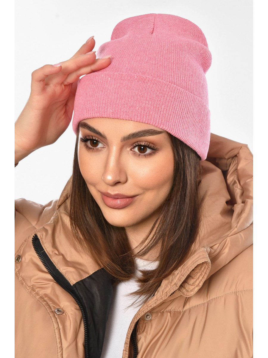 Шапка женская демисезонная розового цвета 57070 209166C
