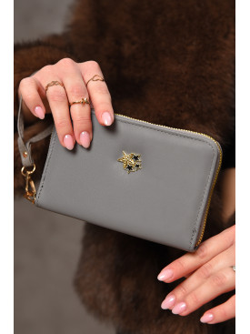 Гаманець жіночий з екошкіри темно-сірого кольору 158-3 209172C
