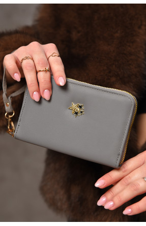 Гаманець жіночий з екошкіри темно-сірого кольору 158-3 209172C