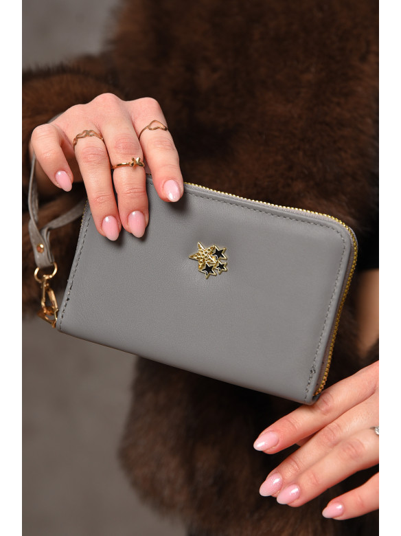 Гаманець жіночий з екошкіри темно-сірого кольору 158-3 209172C