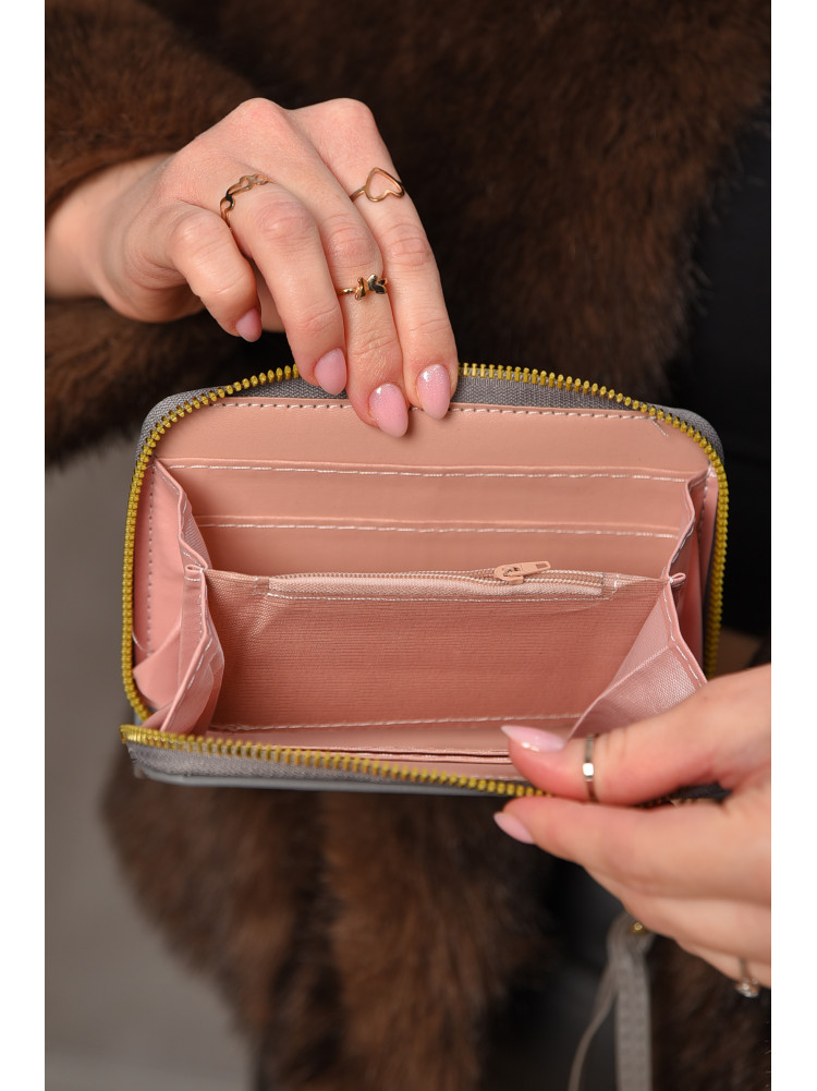 Гаманець жіночий з екошкіри темно-сірого кольору 158-3 209172C