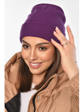 Шапка женская демисезонная фиолетового цвета 57070 209173C