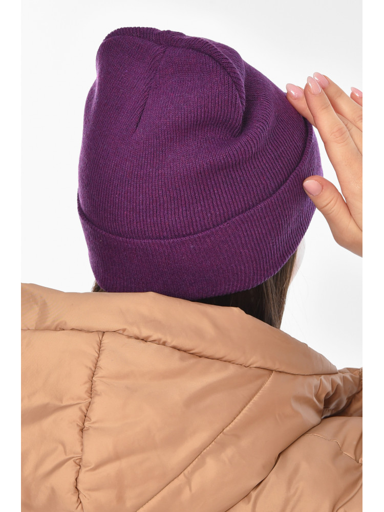 Шапка женская демисезонная фиолетового цвета 57070 209173C