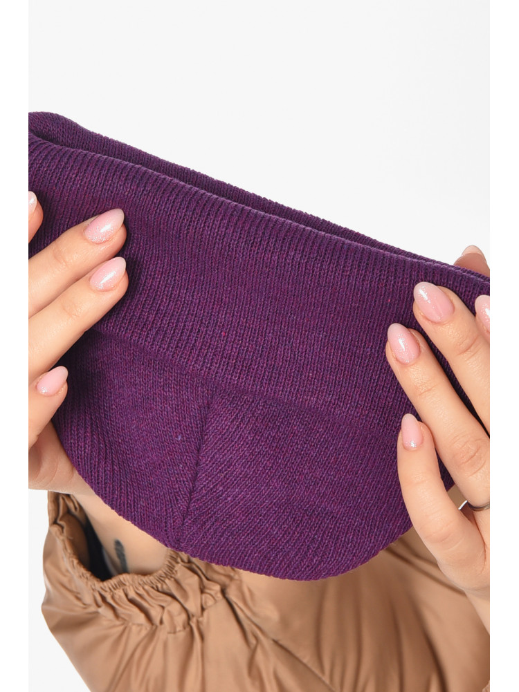 Шапка женская демисезонная фиолетового цвета 57070 209173C