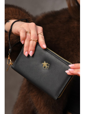 Кошелек женский из экокожи черного цвета 158-3 209175C