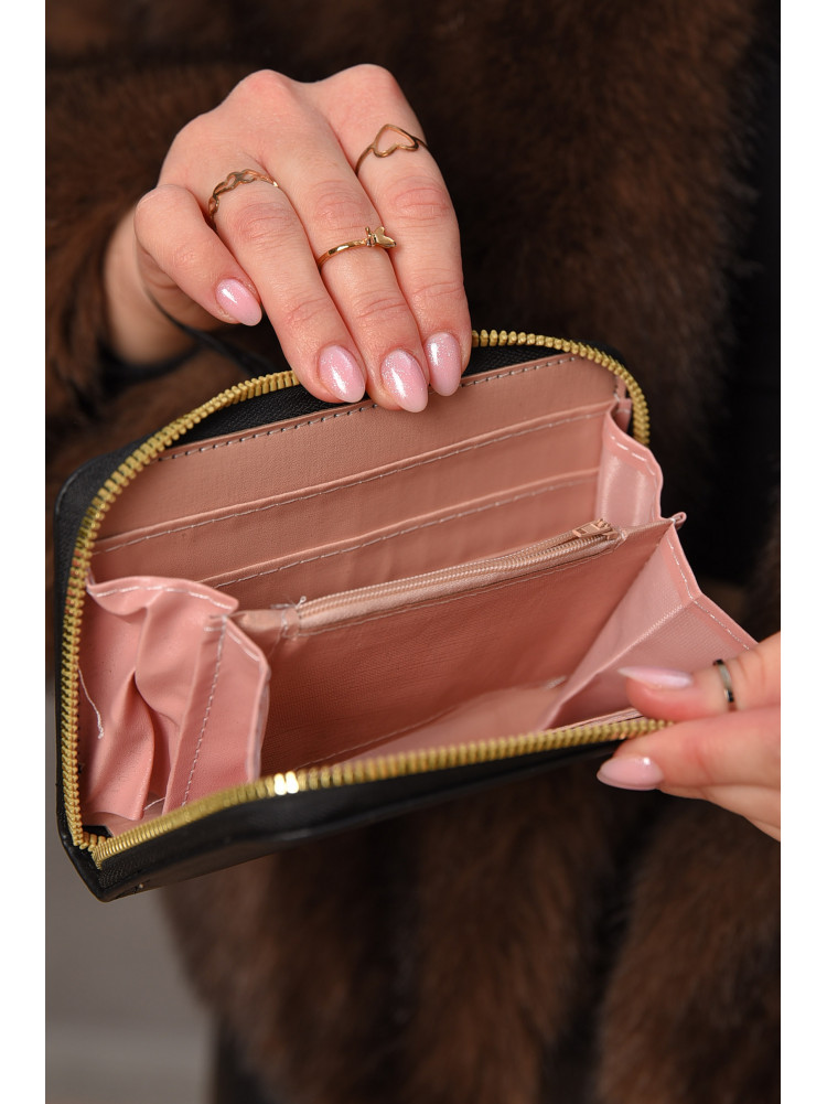 Гаманець жіночий з екошкіри чорного кольору 158-3 209175C