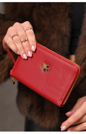 Гаманець жіночий з екошкіри червоного кольору 158-3 209176C
