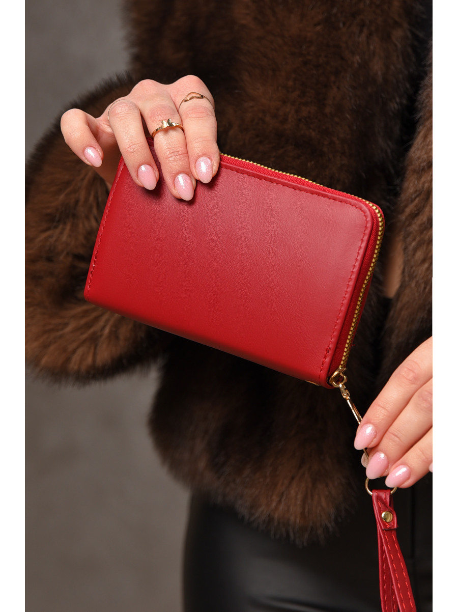 Гаманець жіночий з екошкіри червоного кольору 158-3 209176C