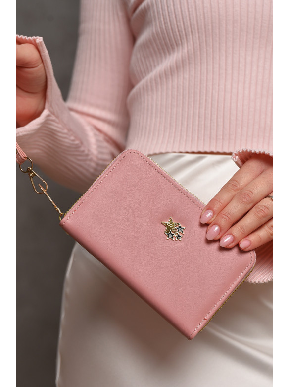 Гаманець жіночий з екошкіри рожевого кольору 158-3 209178C